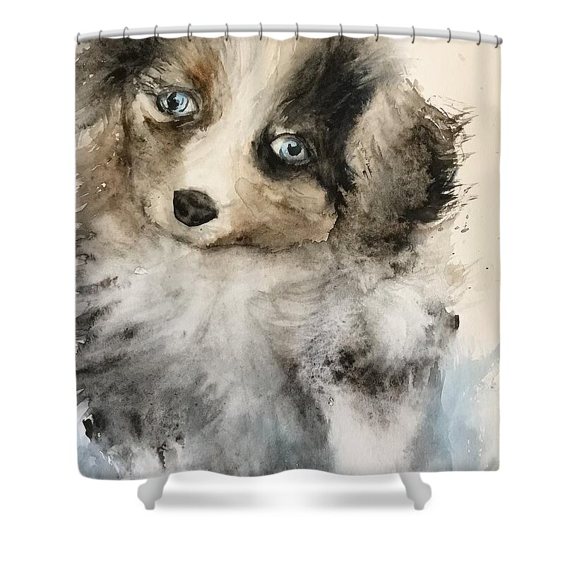 #66 2019 Shower Curtain featuring the painting #66 2019 by Han in Huang wong