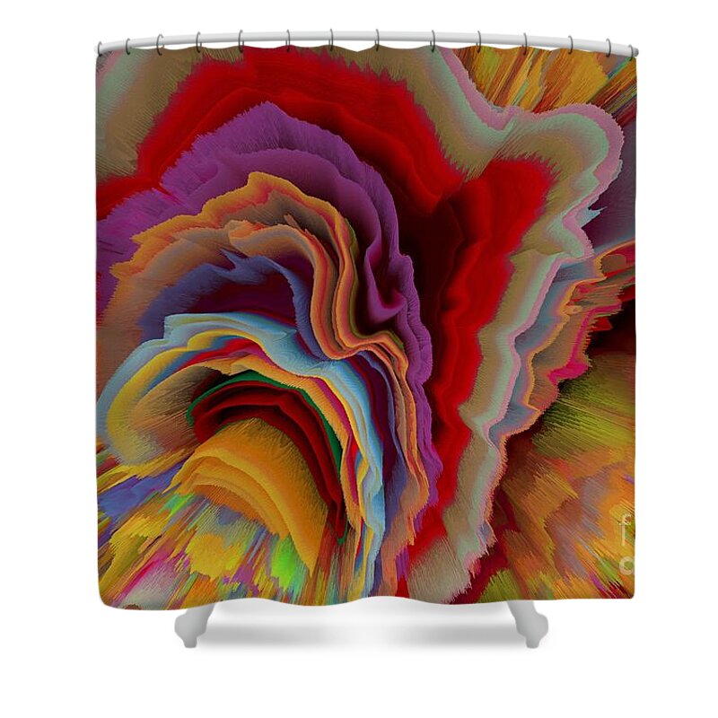 Bright Colors Shower Curtain featuring the mixed media A Flower In Rainbow Colors Or A Rainbow In The Shape Of A Flower 6 by Elena Gantchikova