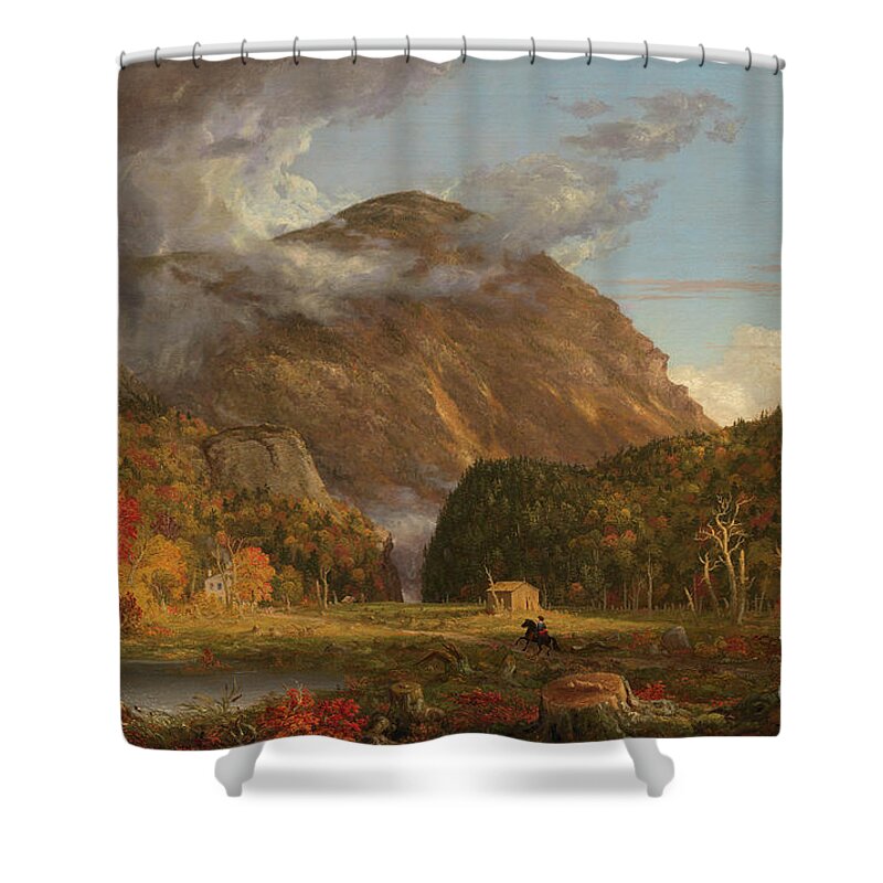 Thomas Cole Shower Curtain featuring the painting A View of the Mountain Pass Called the Notch of the White Mountains Crawford Notch by Thomas Cole
