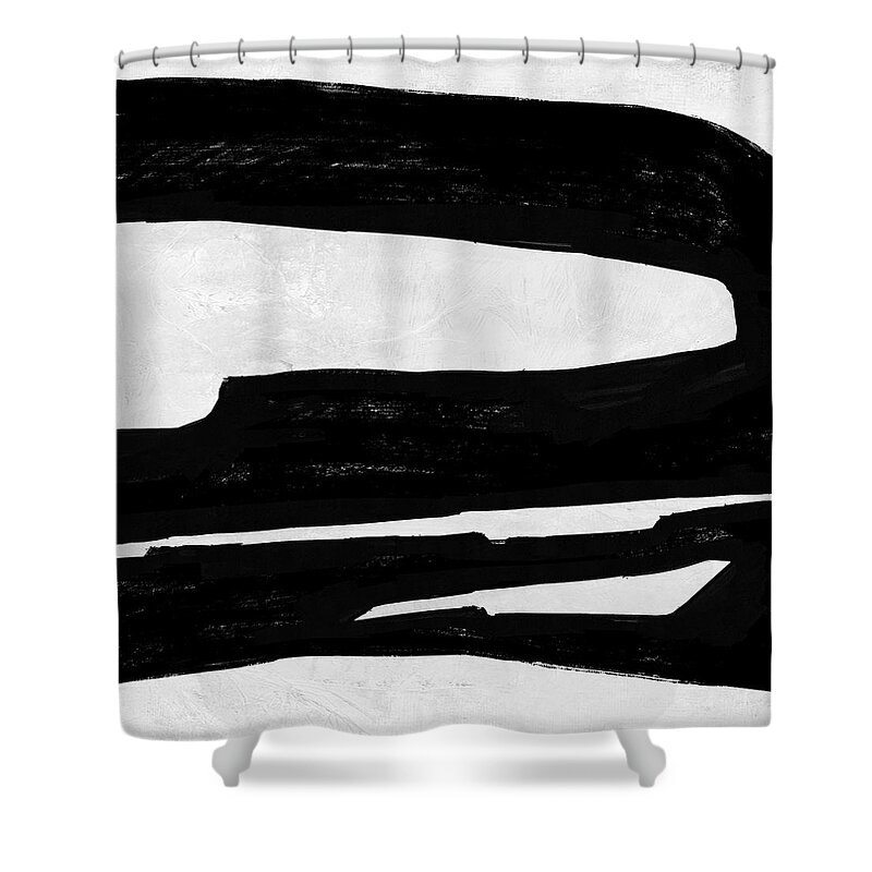 Black And White Shower Curtain featuring the painting Abstract Black and White No.30 by Naxart Studio