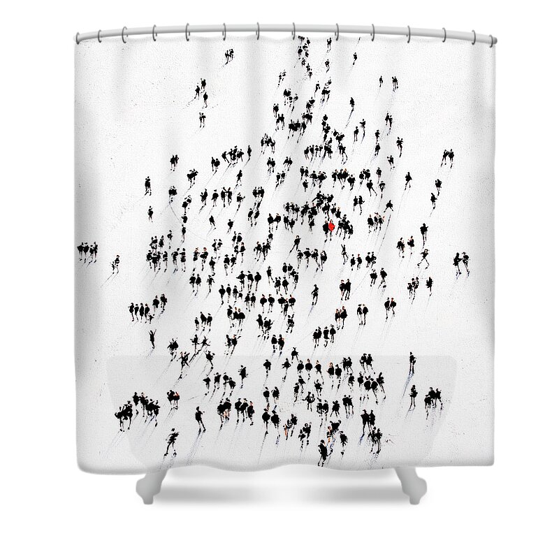 White Shower Curtain featuring the painting Alone in a Crowd by Neil McBride