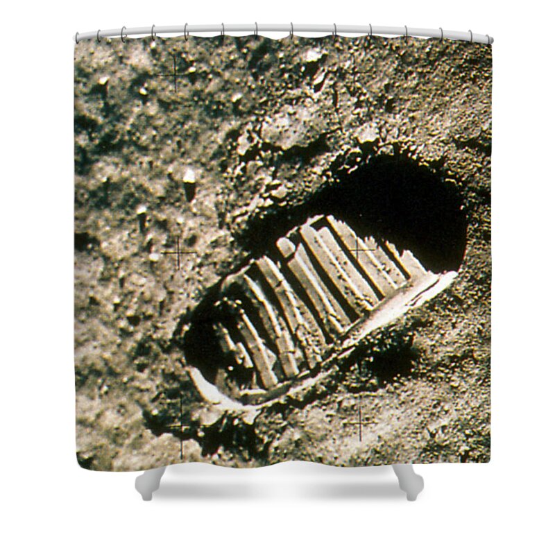 1969 Shower Curtain featuring the photograph Apollo 11, Buzz Aldrin Bootprint, 1969 #2 by Science Source