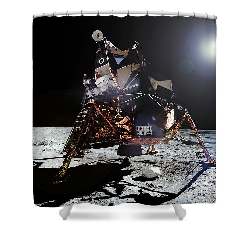 1969 Shower Curtain featuring the photograph Apollo 11, Buzz Aldrin Egress, 1969 #1 by Science Source