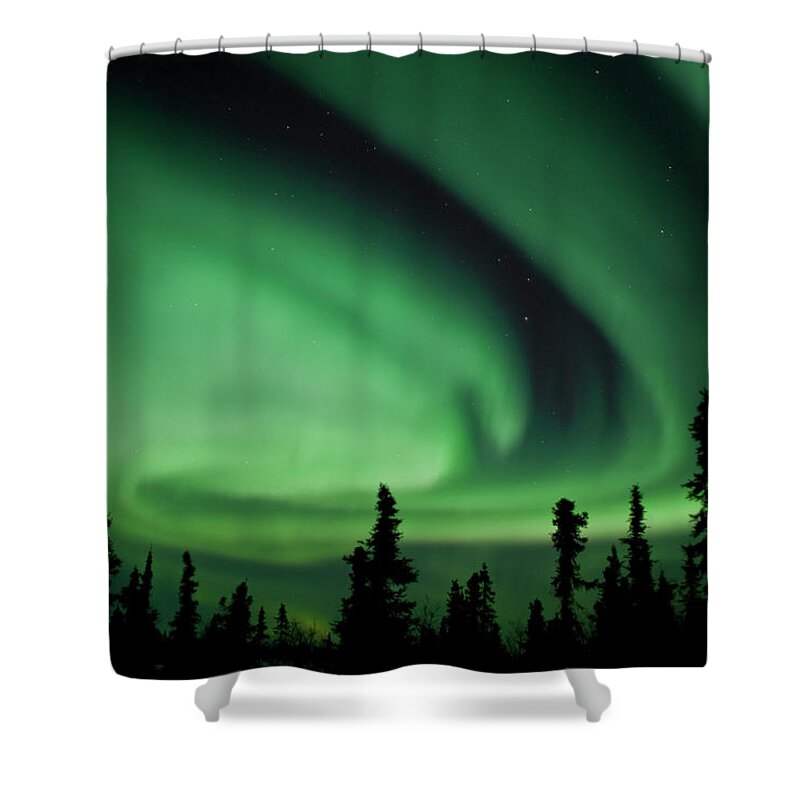 Tranquility Shower Curtain featuring the photograph Aurora Borealis #1 by Ron Crabtree