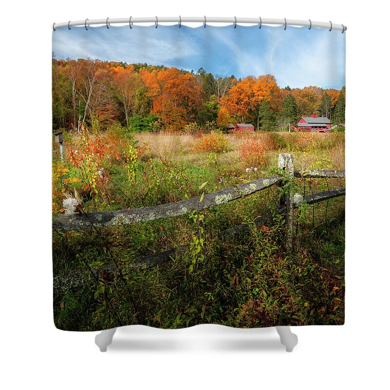 New England Fall Foliage Shower Curtain featuring the photograph Autumn Country #1 by Bill Wakeley