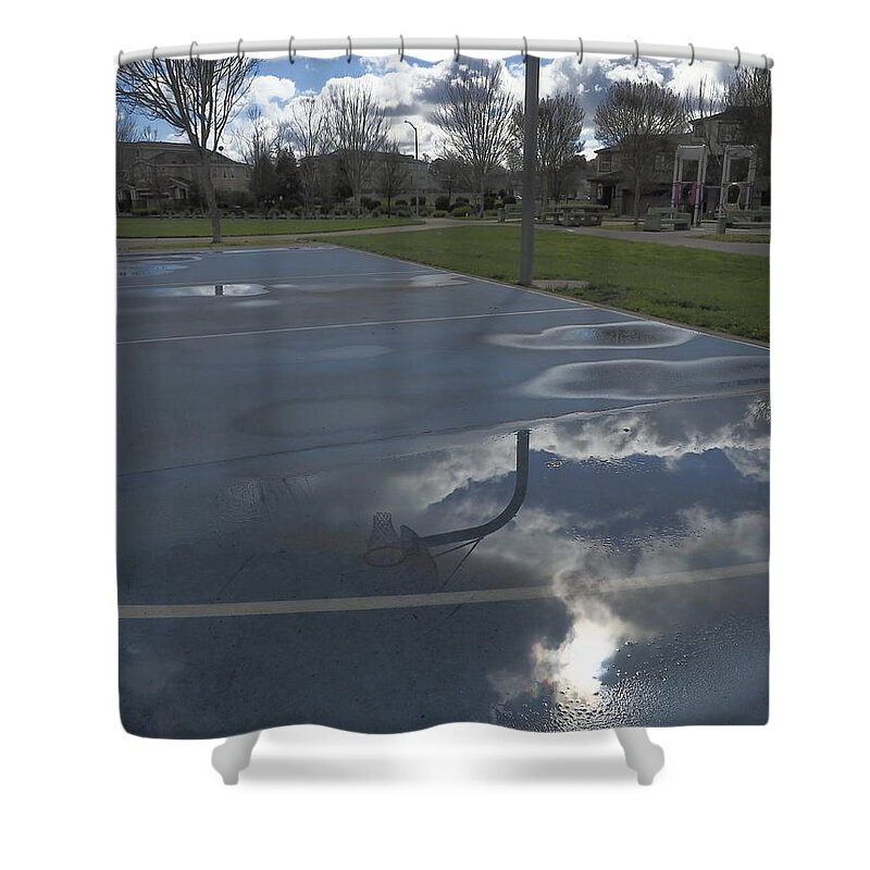 Landscape Shower Curtain featuring the photograph Basketball Court Reflections #1 by Richard Thomas
