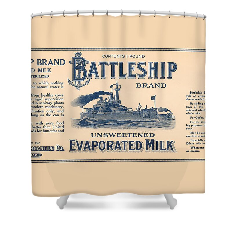 Milk Shower Curtain featuring the painting Battleship Brand Unsweetened Evaporated Milk #1 by Unknown