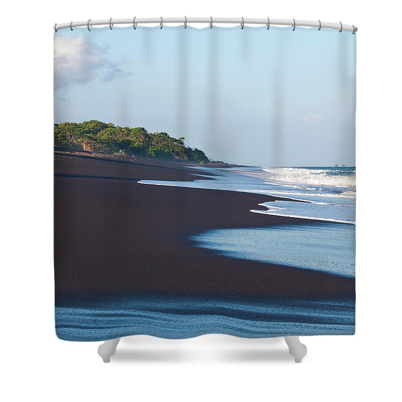 Long Shower Curtain featuring the photograph Black Sand Beach #1 by Davorlovincic