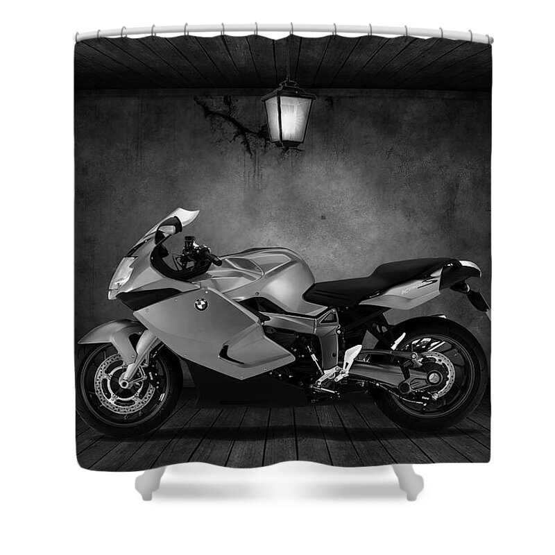 Bmw Shower Curtain featuring the mixed media BMW K1300S Old Room by Smart Aviation