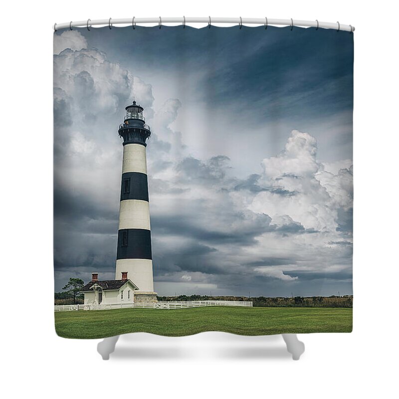 North Carolina Shower Curtain featuring the photograph Bodie Island Light #1 by Robert Fawcett