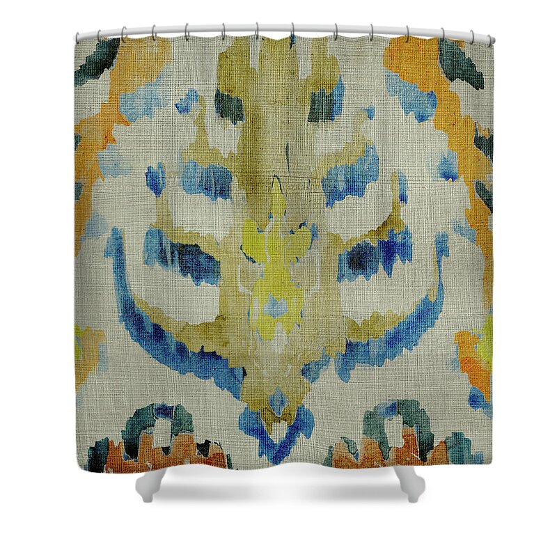 Asian & World Culture+textiles Shower Curtain featuring the painting Bohemian Ikat Iv by Chariklia Zarris