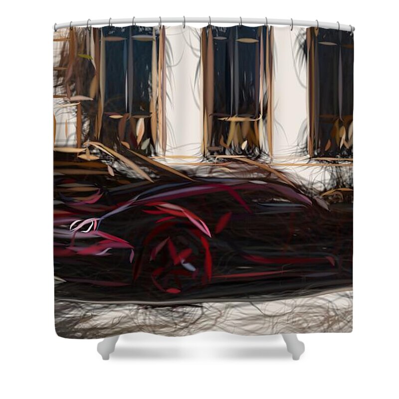 Bugatti Shower Curtain featuring the digital art Bugatti Veyron Grand Sport Vitesse La Finale Drawing #2 by CarsToon Concept