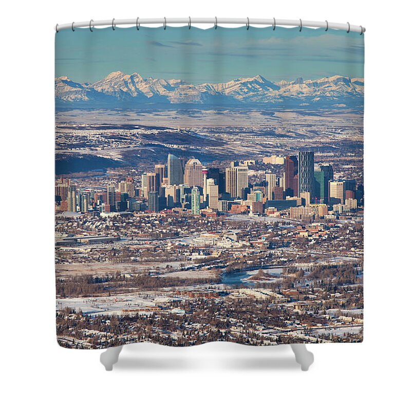 Built Structure Shower Curtain featuring the photograph Calgary Skyline #1 by Dan prat