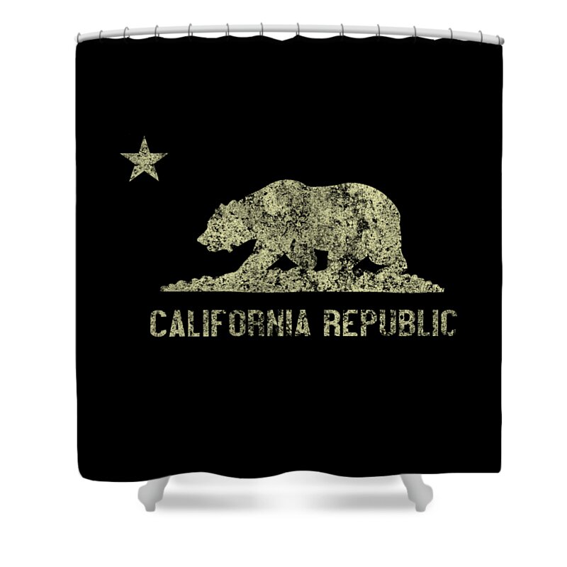 Cool Shower Curtain featuring the digital art California Republic Vintage #1 by Flippin Sweet Gear