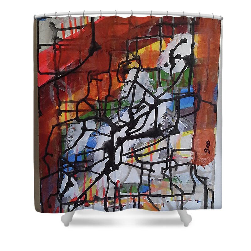  Shower Curtain featuring the painting Caos 08 by Giuseppe Monti