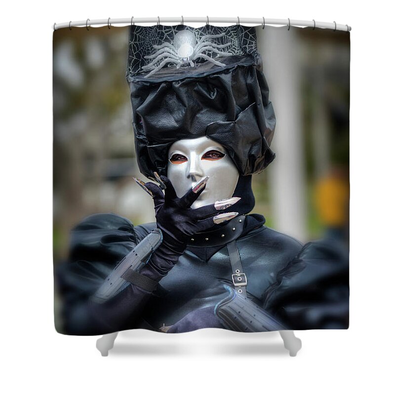 Carnevale Masquerade Shower Curtain featuring the photograph Spider Woman by David Zanzinger