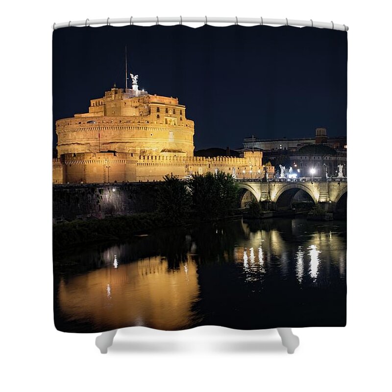 Italy Shower Curtain featuring the photograph Castel Sant Angelo by night #1 by Robert Grac