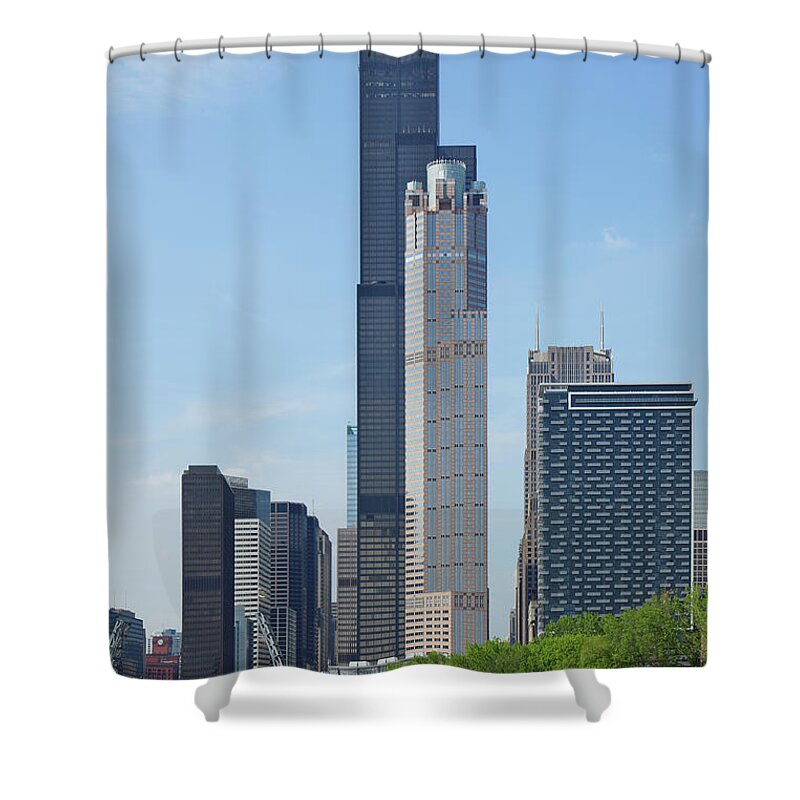 Downtown District Shower Curtain featuring the photograph Chicago Architecture #1 by S. Greg Panosian