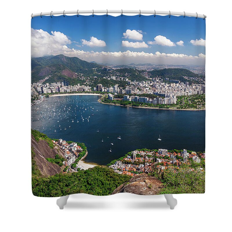 Estock Shower Curtain featuring the digital art Cityscape, Rio De Janeiro, Brazil #1 by Antonino Bartuccio