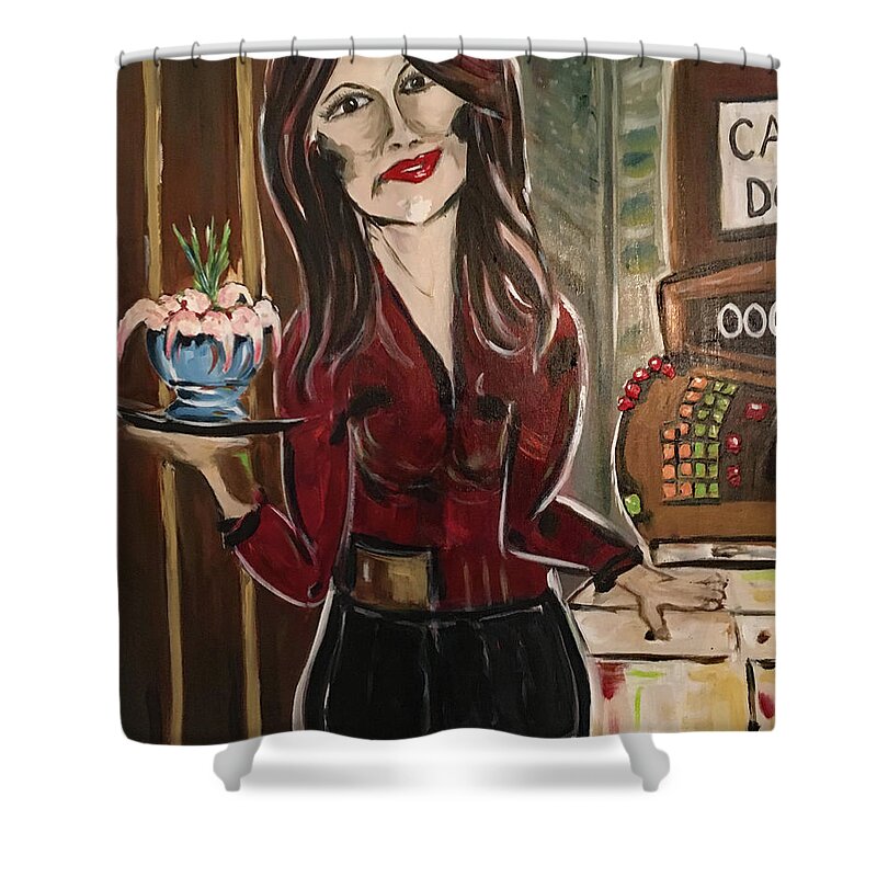 Bartender Shower Curtain featuring the painting Cocktail Time by Roxy Rich