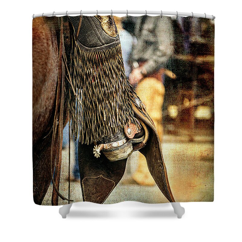 Cody Shower Curtain featuring the photograph Cody Spur and Cowboy II by Craig J Satterlee
