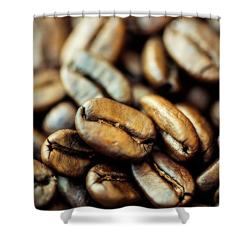 Roasted Shower Curtain featuring the photograph Coffee Beans #1 by Chang