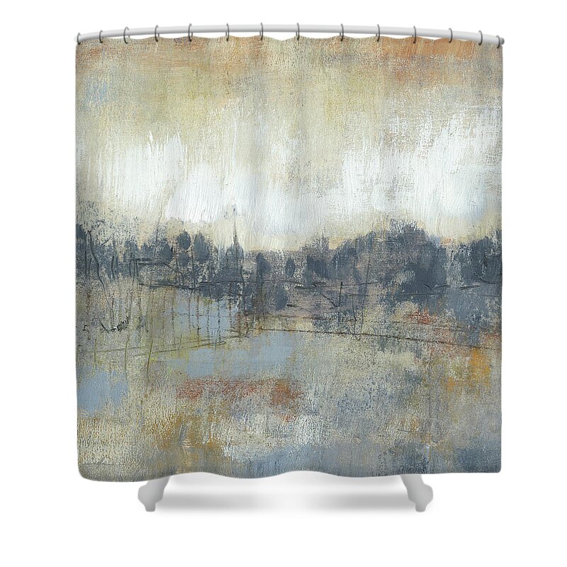 Landscapes Shower Curtain featuring the painting Cool Grey Horizon I by Jennifer Goldberger