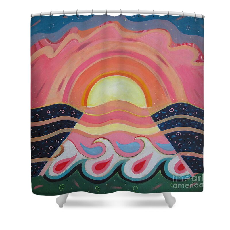 Creating Unity By Helena Tiainen Shower Curtain featuring the painting Creating Unity by Helena Tiainen
