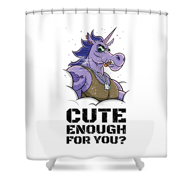 Training Shower Curtain featuring the digital art Cute Enough For You Tough Unicorn With Muscles #3 by Mister Tee