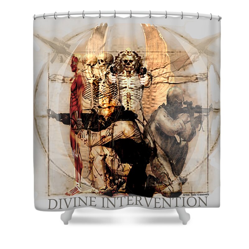 Military Art Shower Curtain featuring the digital art Divine Intervention #2 by Todd Krasovetz