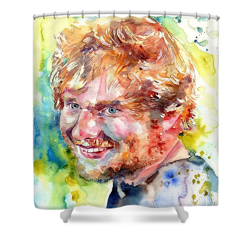 Ed Sheeran Shower Curtain featuring the painting Ed Sheeran by Suzann Sines