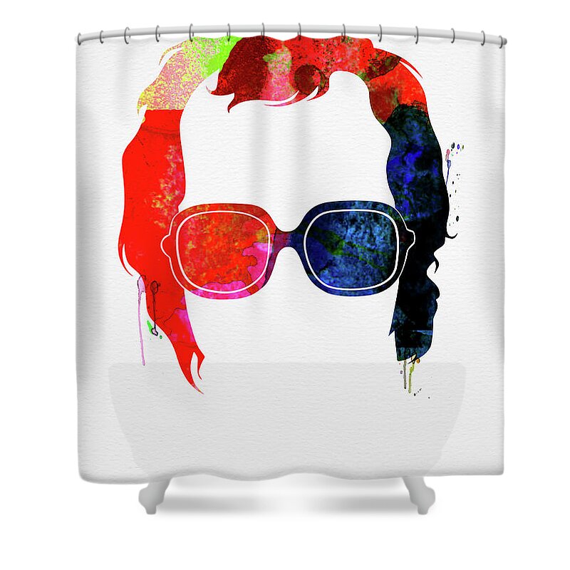 Elton John Shower Curtain featuring the mixed media Elton Watercolor by Naxart Studio