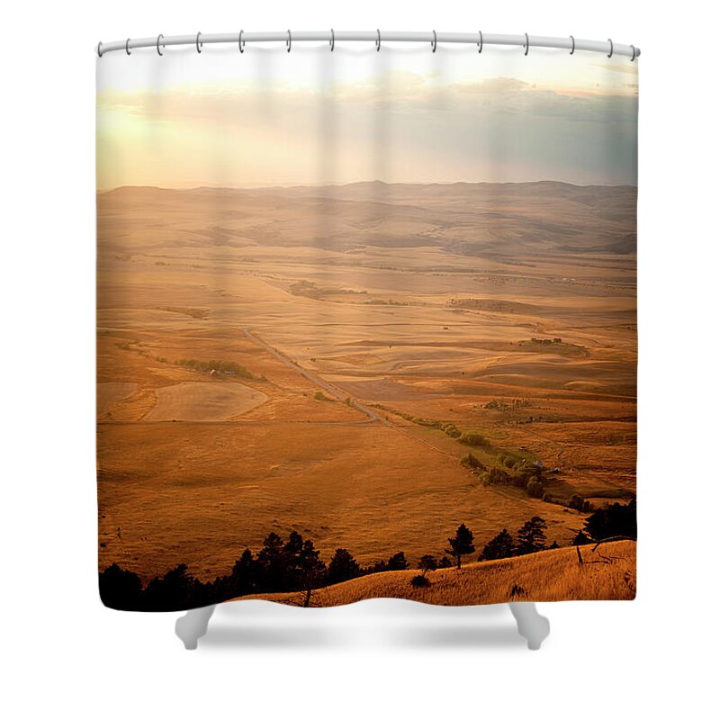 Tranquility Shower Curtain featuring the photograph Fall Montana Sunset #1 by Meg Haywood-sullivan