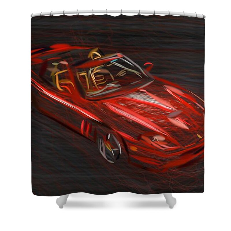 Ferrari Shower Curtain featuring the digital art Ferrari 575M Superamerica Draw #1 by CarsToon Concept