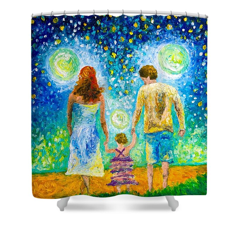 Family Shower Curtain featuring the painting Future Memories #1 by Chiara Magni