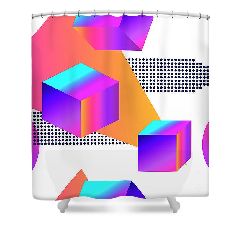 Hipster Shower Curtain featuring the digital art Futuristic Seamless Pattern With #1 by Andrii Vinnikov