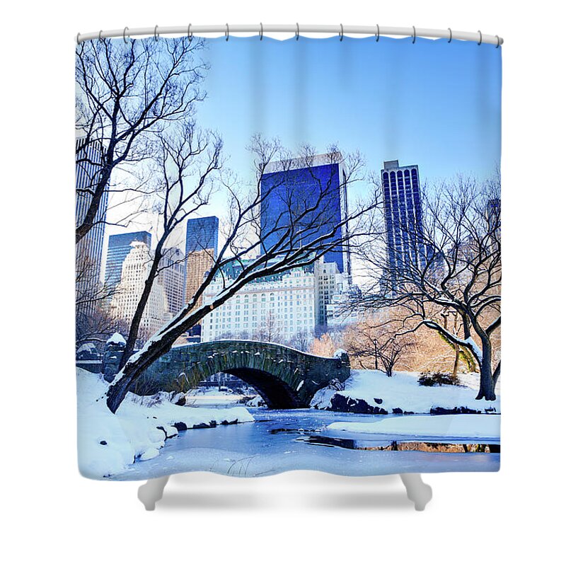 Panoramic Shower Curtain featuring the photograph Gapstow Bridge In Winter By Day #1 by Pawel.gaul