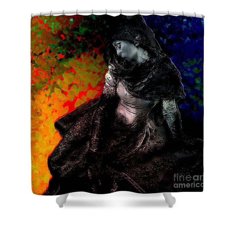 Digital Painting Shower Curtain featuring the digital art Gothic Beauty in color by Lutz Roland Lehn