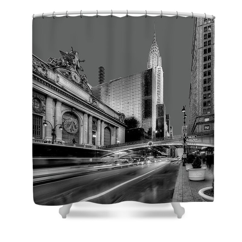 Chrysler Building Shower Curtain featuring the photograph Grand Central, The Chriysler Building And Pershing Square #1 by Susan Candelario
