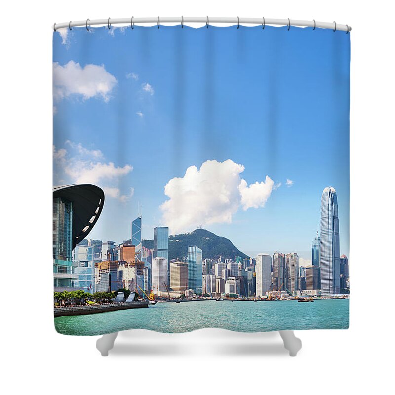 Chinese Culture Shower Curtain featuring the photograph Hong Kong Skyline #1 by Tomml