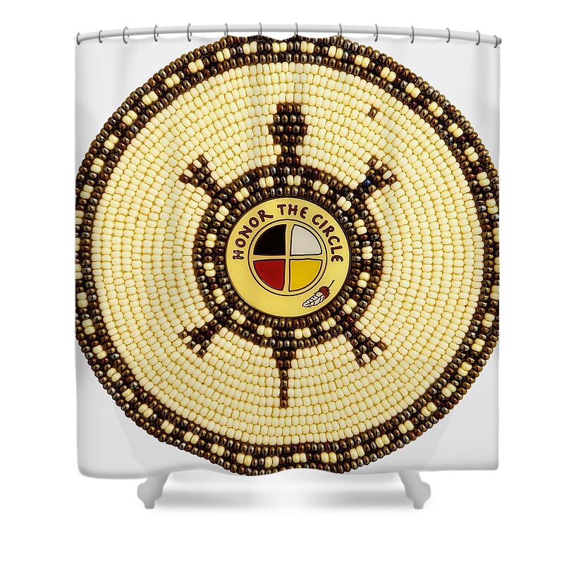 Beadwork Shower Curtain featuring the mixed media Honor the Circle #1 by Douglas Limon