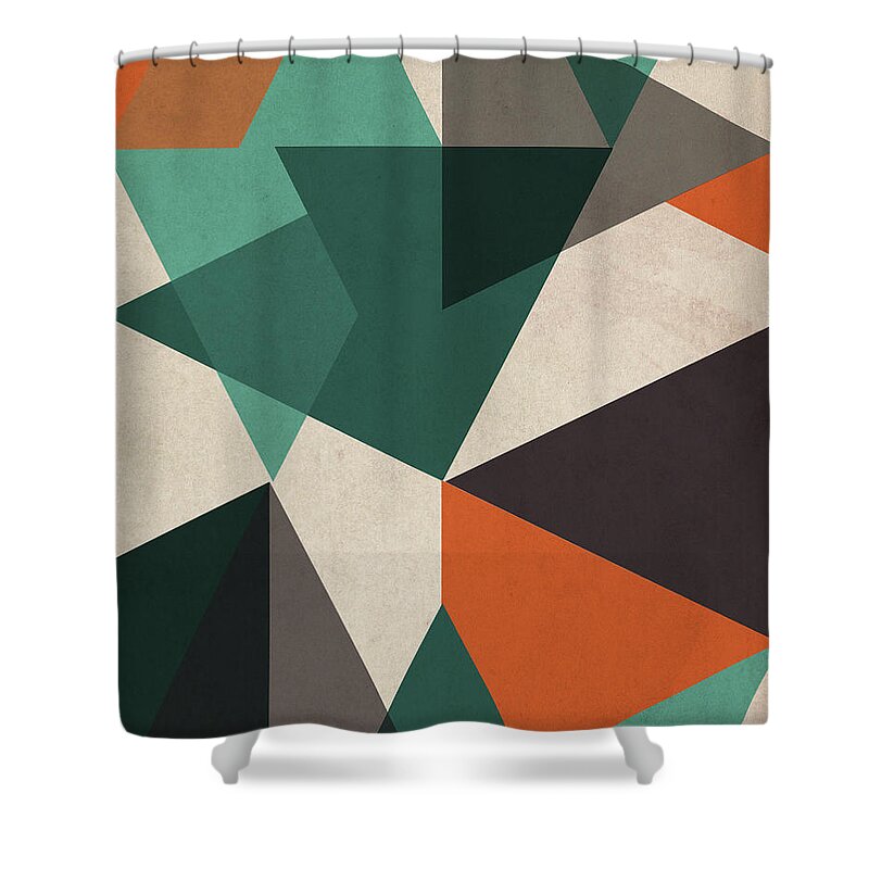 Abstract Shower Curtain featuring the painting In Between II by June Erica Vess