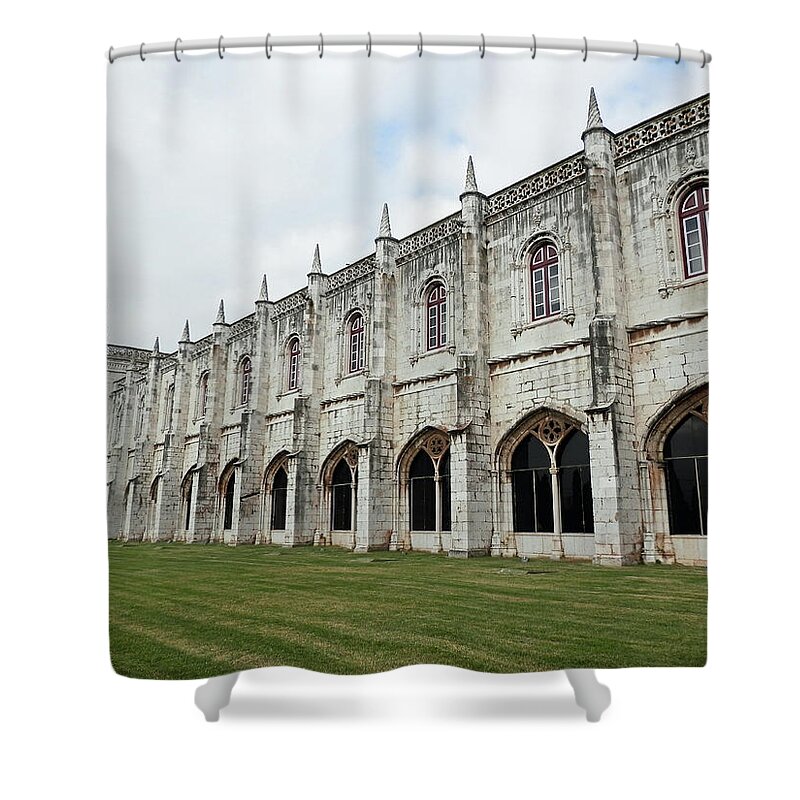 Monastery Shower Curtain featuring the photograph Jeronimos Monastery in Belem, Portugal #1 by Pema Hou