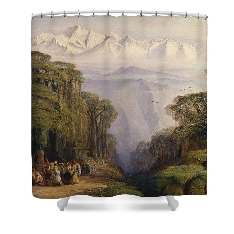 Nature Shower Curtain featuring the painting Kangchenjunga From Darjeeling #1 by Celestial Images