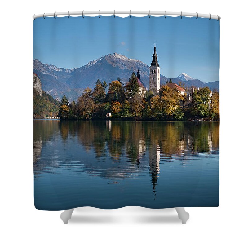 Scenics Shower Curtain featuring the photograph Lake Bled #1 by Mistikas