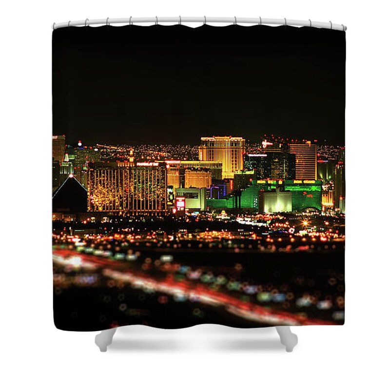 Las Vegas Skyline Shower Curtain by David Toussaint 