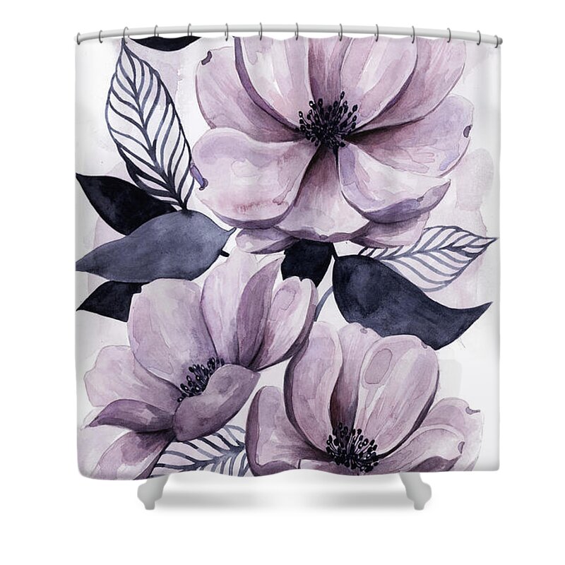 Botanical Shower Curtain featuring the painting Lavender Burst II by Grace Popp