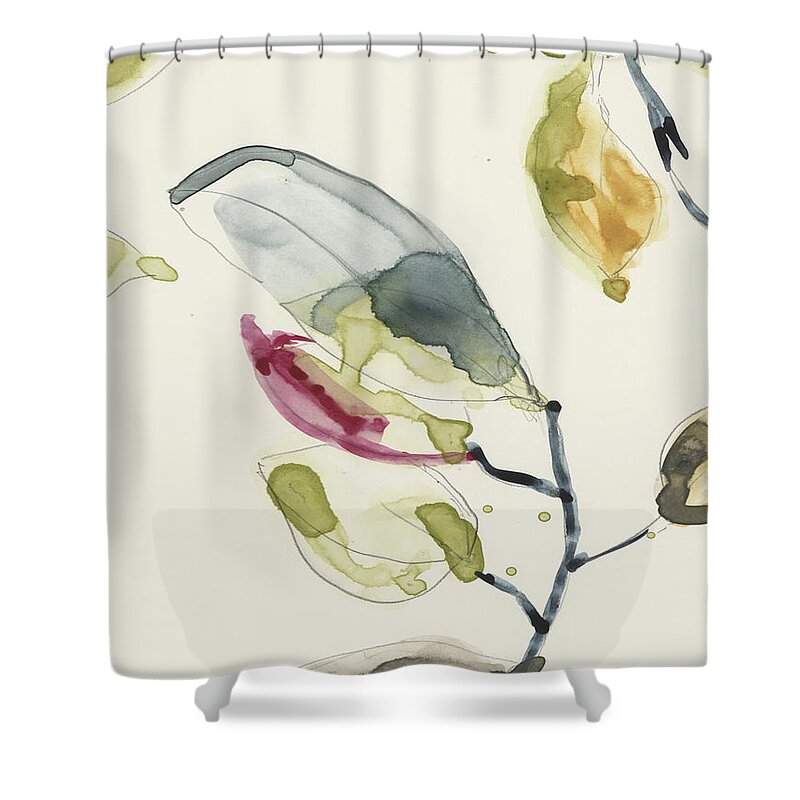 Botanical Shower Curtain featuring the painting Leaf Branch Triptych II by Jennifer Goldberger