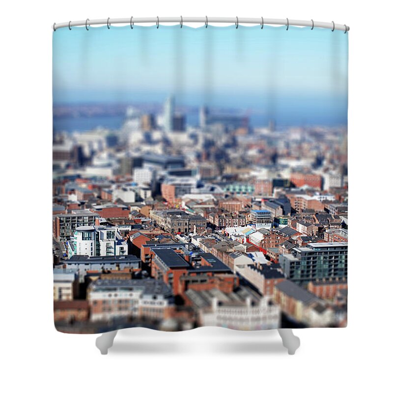 England Shower Curtain featuring the photograph Liverpool From Above, Tilt-shift Lens #1 by Ilbusca