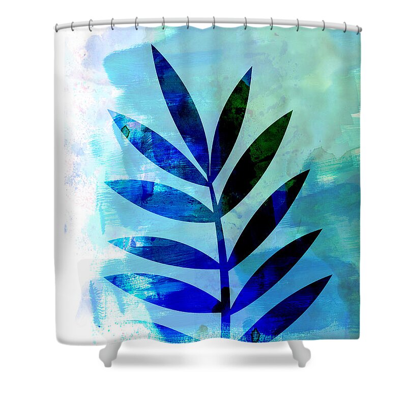 Tropical Leaf Shower Curtain featuring the mixed media Lonely Leaf Watercolor II by Naxart Studio